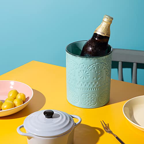 LIFVER Keukengerei Houder, 6,6 ″ Gebruiksvoorwerp Houder voor keukenaanrecht, Boerderij Koken Gebruiksvoorwerp Houder, Keramische Gebruiksvoorwerp Crock voor Keukendecoratie, Tafelbescherming Kurkmat, Zware en Stabiel, Teal Blue - Image 5