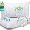 HEYCUZI Cooling Pillows Queen Size Set of 2 - Adjustable Shredded Memory Foam Pillow for Sleeping 2 Pack, Cool Bed Pillows Washable Removable Cover, Gel Pillow for Side, Back, and Stomach Sleepers
