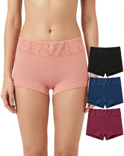 Image of NICSY Womens Underwear Cotton Bikini Panties Lace Soft Hipster Panty Ladies Stretch Full Girls Briefs (Multicolor)