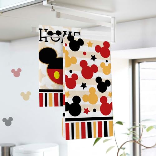 Croar Cute Kitchen Dish Towels Set of 2, Red Black Gold Star Stripes Drying Hand Towels Baking Cooking Cloth, Funny Home Kitchen Decoration 18 x 26 Inch by Croar - Image 3