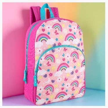 Image of Trail maker 15 Inch Kids Backpacks for Boys & Girls | Preschool, Kindergarten, Elementary School Backpacks with Adjustable, Padded Straps (Radiant Rainbows)