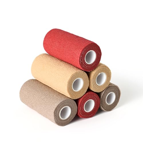 Image of WePet Pet Wrap, Self-Adhesive, Only Sticks to Itself, Non-Woven Tape for Dog Legs, Paws, Wounds, First Aid Cohesive Gauze for Horse, Cat, Bird, Animal, 6 Rolls, 4 Inch, Solid Color A
