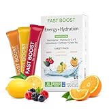 FAST BOOST Energy & Hydration Drink Mix - Variety Pack | Sugar Free Electrolyte Powder Packets with Antioxidants, Green Tea Extract, B Vitamins, Vitamin C & E | 14 Stick Packs
