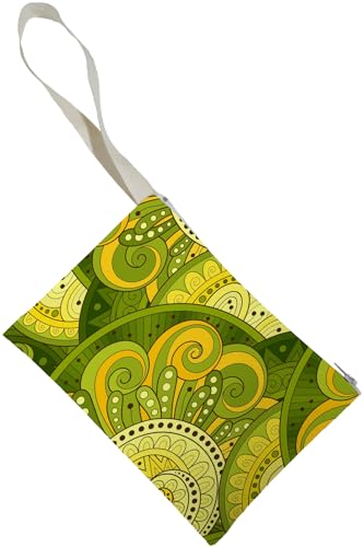 Çanta, Unisex Yeşil Mandala Desenli Portföy Clutch