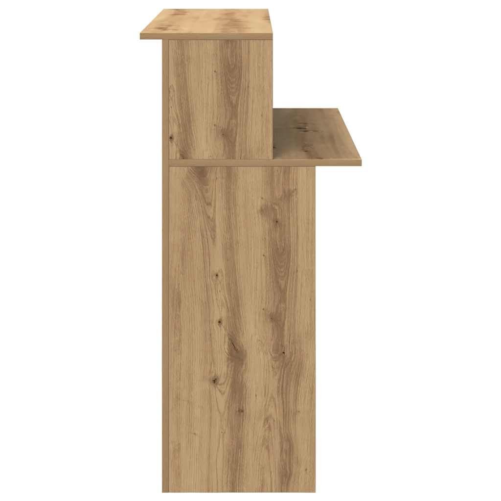 Banco Reception per Ufficio in Truciolato Rovere Artigianale 100x50x103,5cm con Bancone Integrato e Ripiano Archiviazione per Hotel Cliniche Saloni di Bellezza