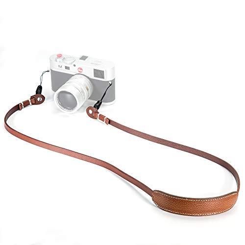 CANPIS CP005 Sangle de cou en cuir véritable pour appareil photo reflex numérique Nikon Canon Sony Pentax Leica Olympus Fuji Marron