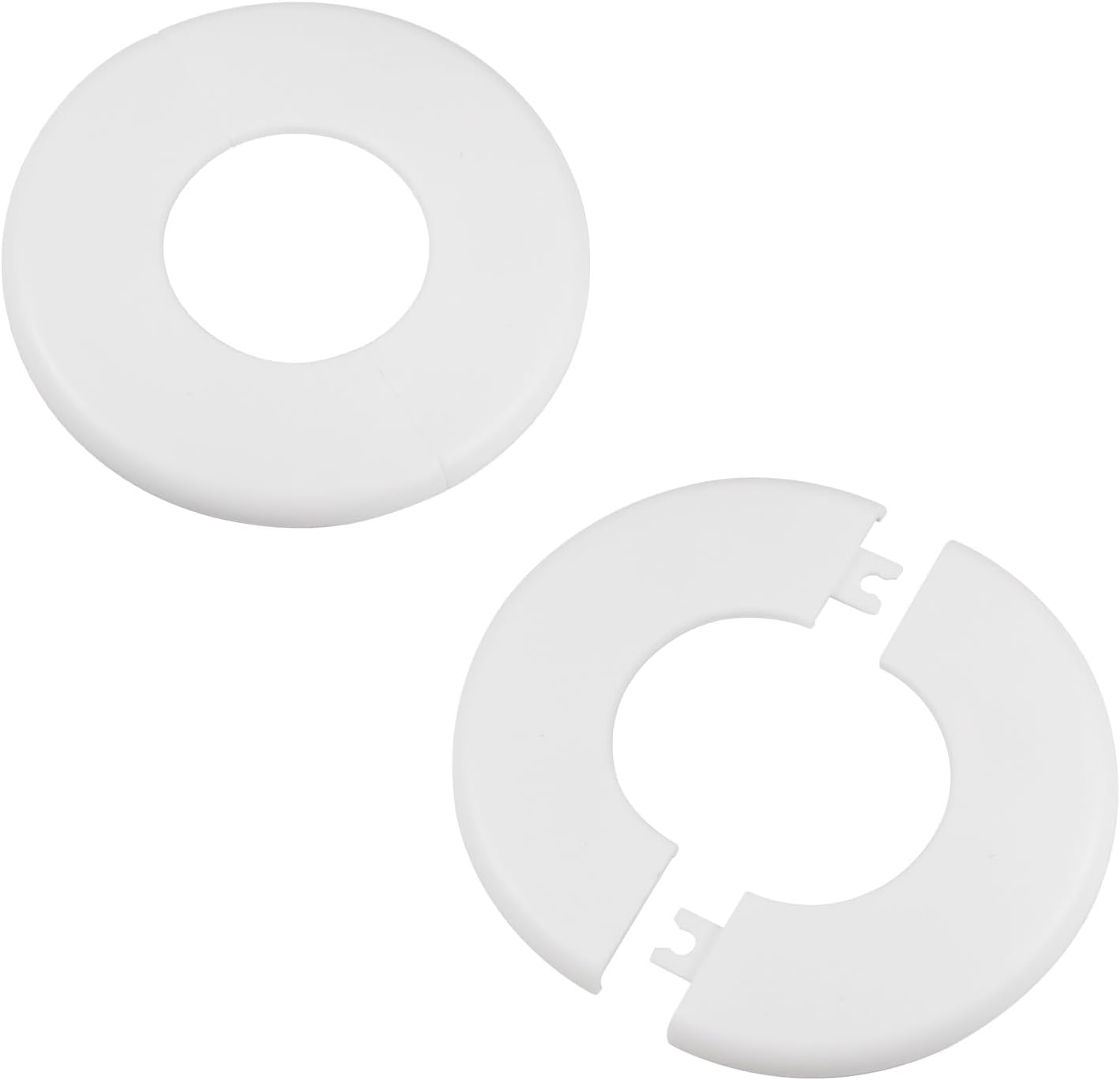 5Pcs Wall Split Flange for 1"/26mm Diameter Pipe ABS Round Self-Adhesive Escutcheon Plates 3.3"/85mm OD Plumbing Cover Plate Cover for Water Pipe Faucet Wall Hole Decoration Accessories (White)