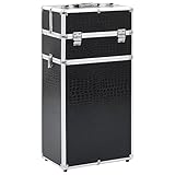 Trolley porta trucchi in alluminio nero con motivo coccodrillo