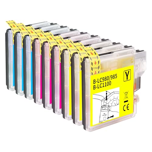 Jhaan LC-980 LC-1100 Kompatibel für Brother LC980 LC985 Kompatible mit Brother DCP-163C DCP-165C DCP-167C DCP-195C DCP-365CN DCP-373CW DCP-375CW DCP-383C DCP-385C MFC-250C MFC-290C MFC-5895CW Drucker