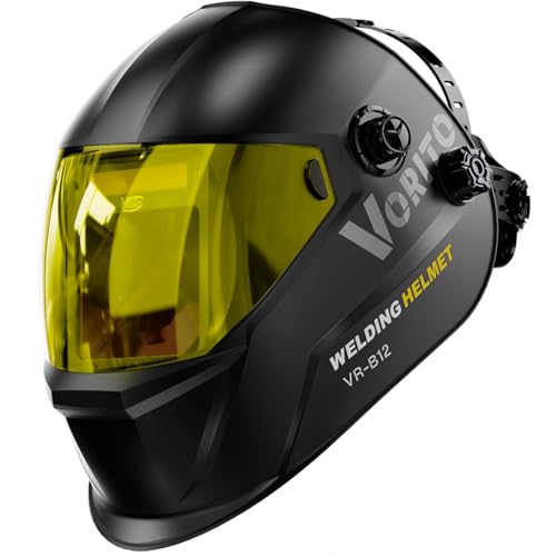 Image of VORITO Welding Helmet Auto Darkening Welding Hood 1/1/1/1 Optical Clarity,Large Viewing Screen,True Color Solar Powered,4 Arc Sensor Wide Shade 4/5-9/9-13 Welding Mask with for TIG MIG ARC