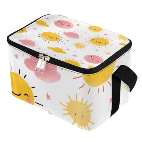 GzLeyigou Lunch Bags for Women Men 9 Cans,Cartoon Sun Hot & Cold Food Delivery Bag Insulated Grocery Bag Insulated Lunch Box Cloud Cooler Bag for Office Work Picnic Beach