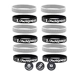 Inkstone (12-Pack) White Awareness Ribbon Silicone Wristbands - Fits Any Awareness Cause - Wholesale Bulk Pack of 12 Silicone Bracelets in Unisex Adult Size…