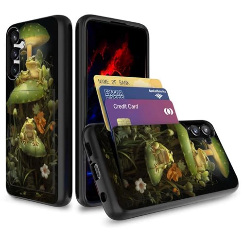 wiaekosef for Galaxy S25 FE Case,Wallet Case Credit Card Holder Dual Layer Hybrid Shockproof PC + TPU Case Cover for Samsung Galaxy S25 FE 6.7" 2025,Cute Frog