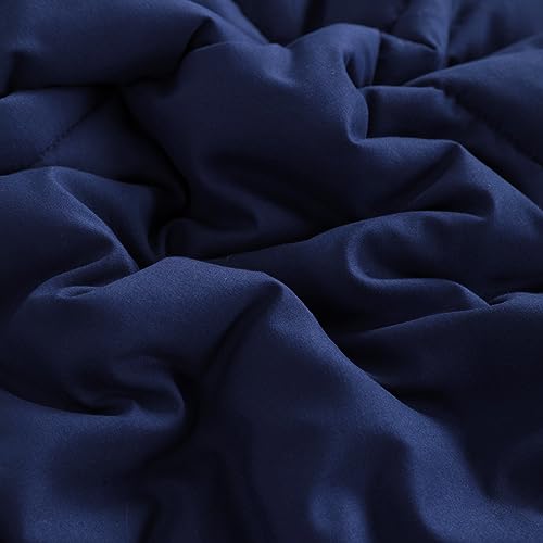 Image of NTBAY Queen Down Alternative Comforter, 90 x 90, Navy Blue | Soft Microfiber Comforter with Box Stitching and 4 Corner Tabs, Lightweight Down-alternative Fill, 1 Comforter Only