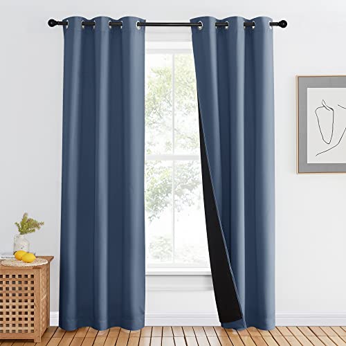 NICETOWN Complete 100% Blackout Curtain Set, Thermal Insulated & Energy Efficiency Window Draperies for Guest Room, Full Shading Panel for Shift Worke