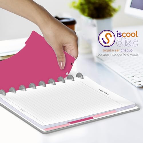 Divisórias Iscool P/Caderno De Disco M Spot Colors Pink e Rosa