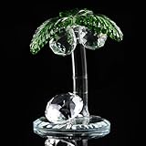 Qianwei Crystal Palm Tree Decor with Coconuts Figurines - Blown Glass Fake Palm Tree Decorations Statue Office Table Desk Decorations Christmas Collectible Figurines Mini Crystal Gifts Glass Animals