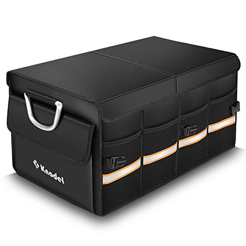 K KNODEL Car Trunk Organizer, Car Organizer With Lid, Heavy Duty Collapsible Trunk Storage for SUV, Truck, Cargo Trunk Organizer with Lid (Medium, Black)