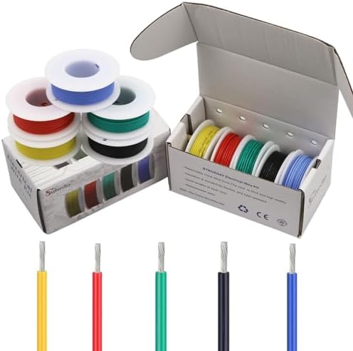 30AWG Tinned Copper Silicone Hook Up Wire 600V Stranded Electrical Cable for DIY Electronics & Electrical Projects (Box-1)