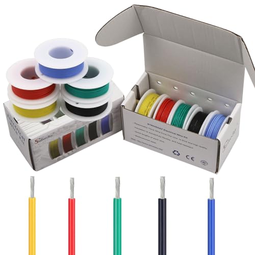 Striveday 22AWG Flexible Silicone Hook Up Wire - 22 Gauge Tinned Copper Stranded Cable, 600V High Temp Resistant, DIY Electronics, Robotics, LED Projects (Box-1) by striveday - Used condition - US$13.73