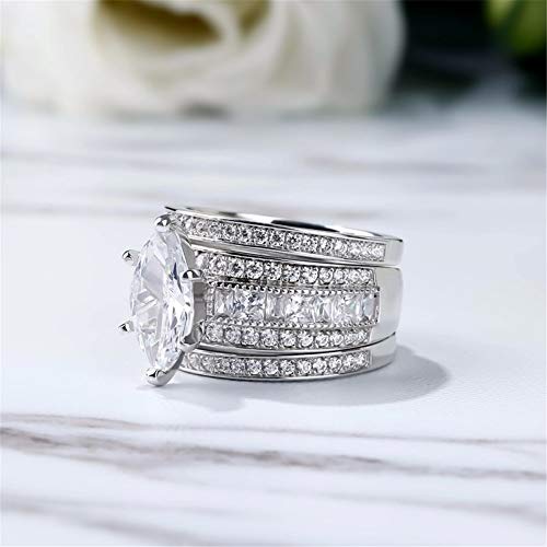 Jeulia 2 Carat 3Pc Wedding Ring Set For Women Marquise Cut Cz Engagement Rings Sterling Silver Oval Cubic Zirconia Bridal Set Solitaire Diamond Anniversary Promise Rings For Her With Jewelry Box #TOP4