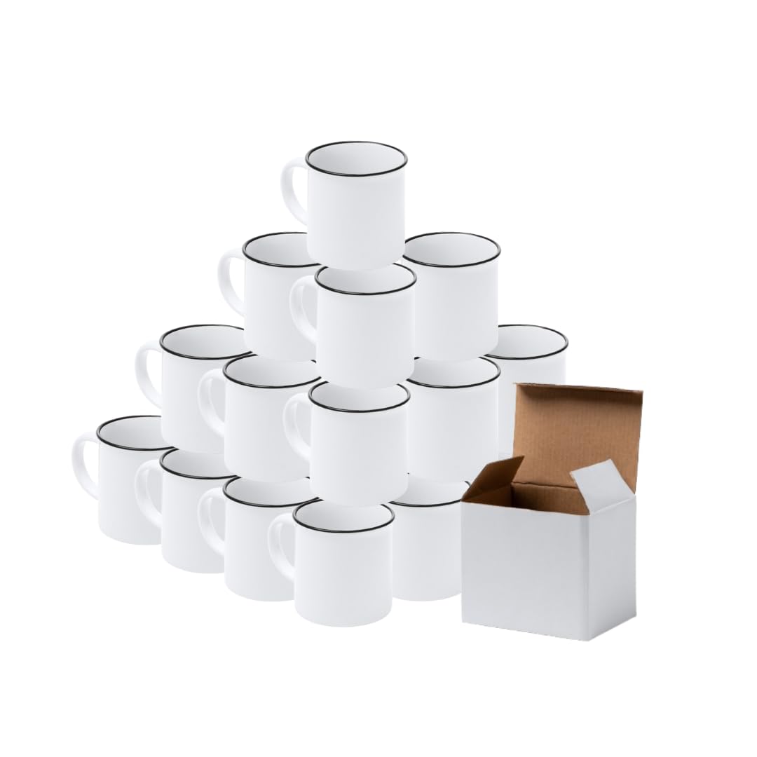 Genérico 36 Tazas de cerámica con diseño retro para sublimar, capacidad 300 ml. Presentación en caja blanca.
