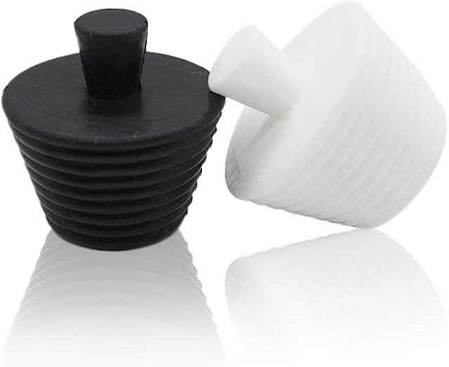 2PCS Universal Bath Plug QMET Bathtub Drain Stoppers rubber sink plugs Tub Stopper for Bathroom Kitchen (Black+White)
