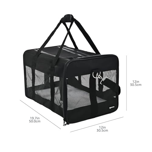 Amazon Basics Haustiertragetasche, weich für Hund, L, schwarz, L 50 x B 30.4 x H 30.4 cm