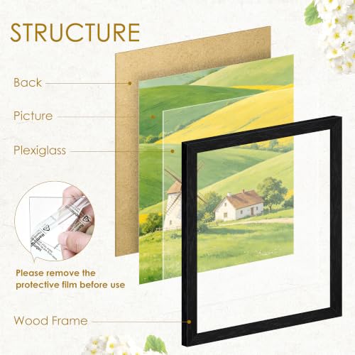 Image of 4x6 Picture Frame Set of 2, Solid Wood Frames, Black Woodgrain