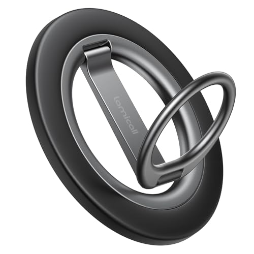 Lamicall Handy Ring Halterung für MagSafe Ring - [Zwei-Achsen Faltbarer Ständer] 2-IN-1 Magnetische Handyringhalterung Finger für MagSafe Zubehör 360 Drehbarer Handy Griff Halter für iPhone 17/16/15
