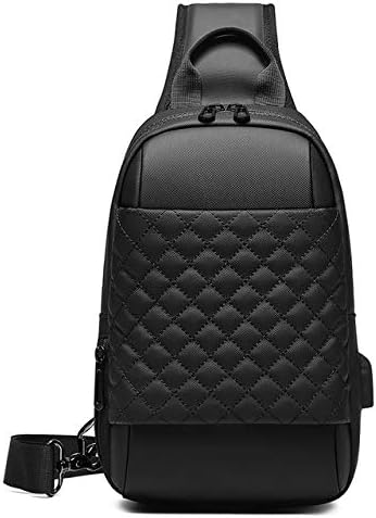 Xennos Waist Packs - EURCOOL Men Casual Messenger Bag Black Crossbody Bags for 9.7" iPad Waterproof Shoulder Bag USB Charging Chest Pack n1903 - (Color: Black)