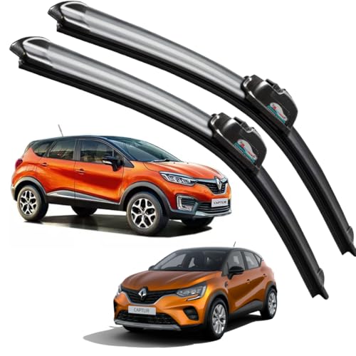 Image of Frameless Rubber Car Wiper Blades Set of 2 Compatible with (Captur (2019-Till Date) (D-24,P-16))