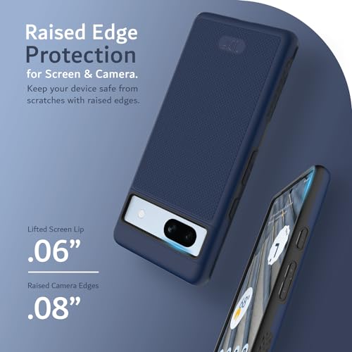 Image of TUDIA MergeGrip Designed for Google Pixel 7a Back Cover 2023, [MagSafe Compatible] Military Grade Slim Dual Layer Raised Edge Non-Slip Magnetic [Built-in Magnet] Phone Back Cover - Indigo Blue