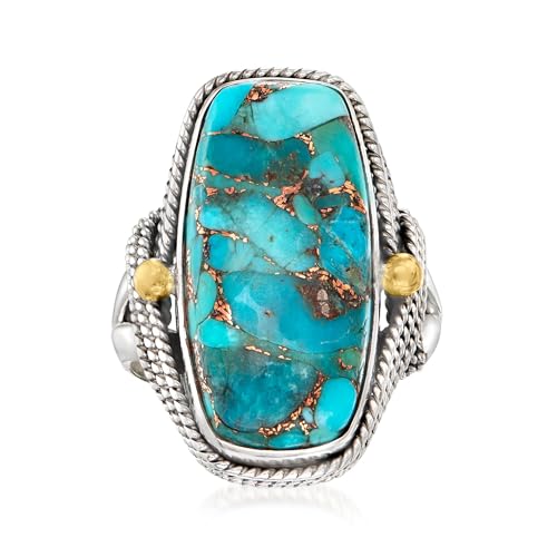 Ross-Simons Turquoise Roped-Edge Ring in...