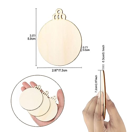 DARENYI 50 Pcs Christmas Baubles for Crafting Wood Slice Natural Ornaments Blank Wood Shapes Embellishments with String for Xmas Tree Decoration - Image 2