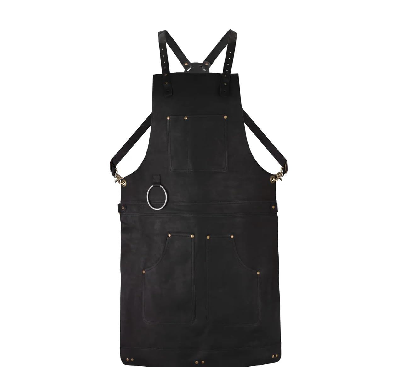 Full Grain Crossbody Handmade Leather apron Butcher, Cook, BBQ Grill, Chef, Woodwork, Apron (Black)