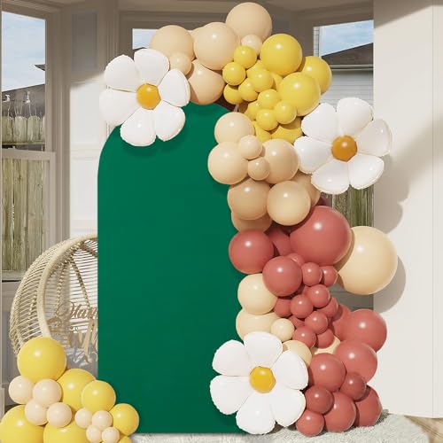 FUHSY 7.2ft Arch Cover Spandex Arch Stand Cover Dark Green Arch Backdrop Cover Stretchy Fabric 2-Sided Chiara Backdrop Arch Cover for Balloon Birthday Wedding Ceremony Arch Decorations for Party by FUHSY - Image 2