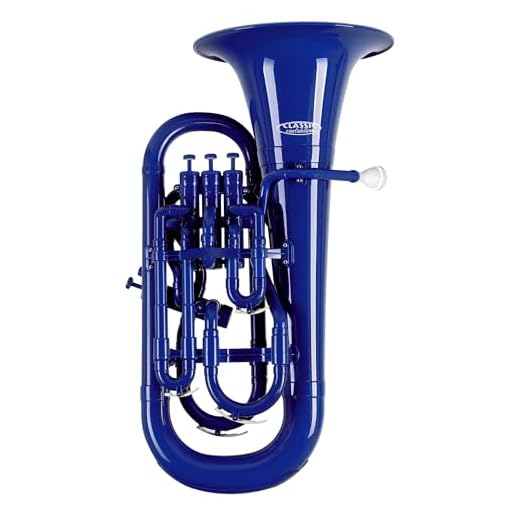Classic Cantabile MardiBrass Euphonio Bb de plástico - 4 válvulas de aluminio - solo 2,2 kg de peso - incluye boquilla y funda - azul