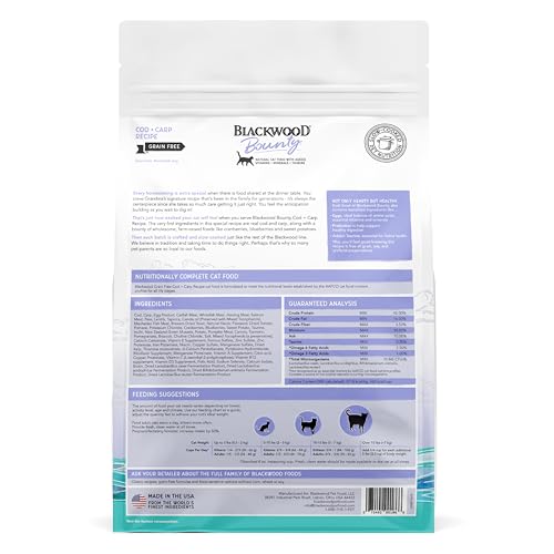 Image of Blackwood Bounty Dry Cat Food, Cod & Carp Recipe for All Life Stages, 10 Pound Bag, High Protein, Grain Free