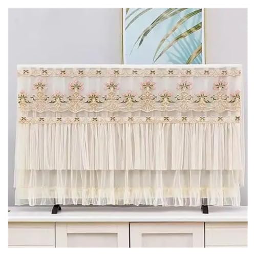Housse protection pour TV en mousseline douce avec dentelle et franges