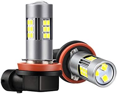 ZonCar H11 LED Fog Lights Bulbs, 6000K Xenon White H8 H9 H16 Extremely Bright 27-SMD Non-polarity Lamp Replacement for Cars, Trucks (Pack of 2)