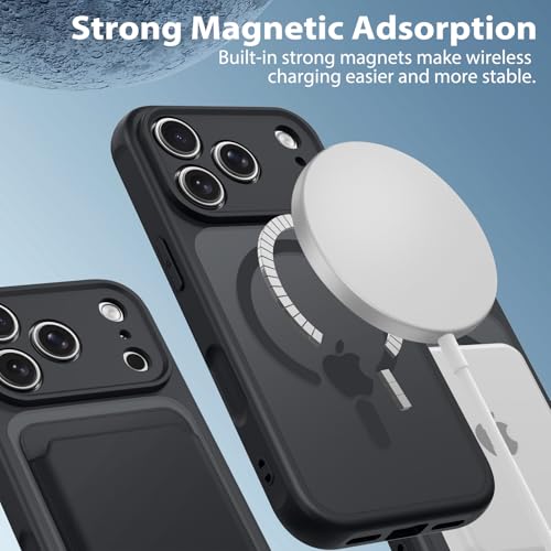 Image of Tobfit Magnetic Case for iPhone 17 Pro Compatible with Mag Safe, Translucent Matte Back Slim Shockproof Phone Cover for iPhone 17 Pro