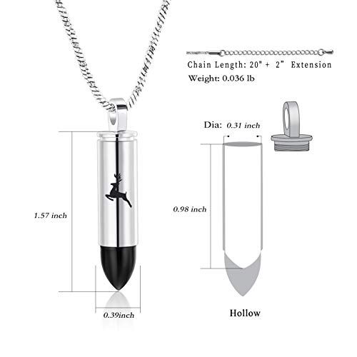 Yinplsmemory Cremation Jewelry for Ashes Locket Deer Bullet Pendant Urn Necklace for Ashes Keepsake Memorial Jewelry for Ashes for Dad Papa2