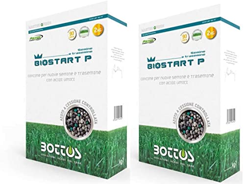 Bottos,Fertilizzante per tappeto erboso Bio Start 4kg (2kg x 2pz),Concimazione starter a base di fosforo per velocizzare la germinazione e migliorare l'assorbimento minerale