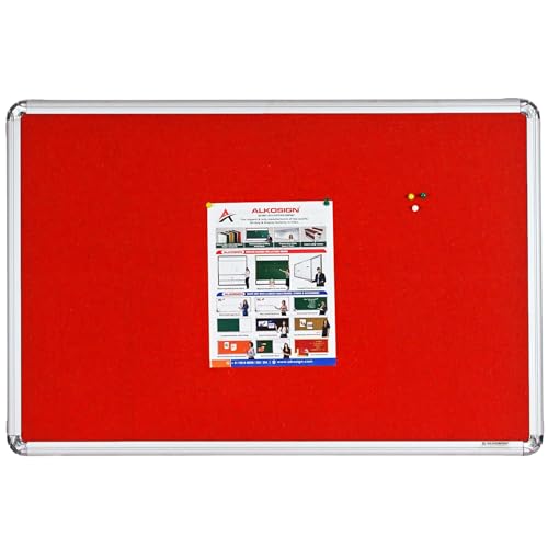 Image of ALKOSIGN Astra Felt Notice Board -RED (2 x 6 Feet) |Bulletin Board, Pin-up Board, Display Board, Push pins Board, Announcement Board, Soft Message Board, for School, College, Office, Study Room etc