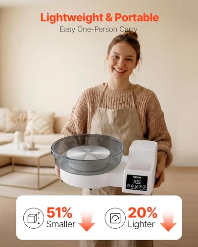 Image of VEVOR Pottery Wheel for Adults, 11 inch Aluminum Turntable, 450W Electric Table Top Pottery Wheel with Foot Pedal, 30-300 RPM Adjustable Speed, Detachable Basin, for Beginners, DIY Clay Art Craft, White