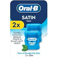 Oral-B Satin Tape Floss, Removes Plaque, Waxed Dental Floss for Tight Spaces, for a Fresh, Clean Feeling, Mint Flavour 50m Roll