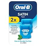 Oral-B Satin Tape Floss, Removes Plaque, Waxed Dental Floss for Tight Spaces, for a Fresh, Clean Feeling, Mint Flavour 50m Roll