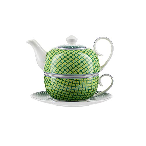 Tee-Set Für 2 Personen Knochenporzellan - Kanne, Tassen & Stövchen Blumenmuster