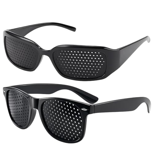 QhgPnt 2Pcs Pinhole Glasses, Distance Glasses, Vision Correction Glasses, for Eye Muscle Exercise, Screen Break Relaxation, Myopia and Hyperopia Support, Quick Eye Refreshment for Adults and Kids